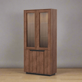 Prime Large Display Cabinet in Smoked Oak with Glass Doors